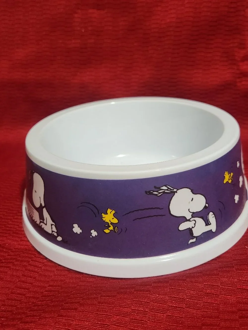 Peanuts Snoopy Dog Bowl Pet Dish 2013 Kore Purple Woodstock New